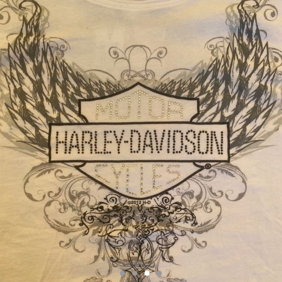 Harley Davidson Rhinestone Baby Tee - Picture 1 of 4